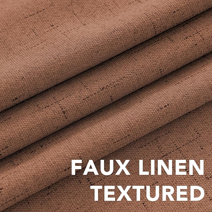 H.VERSAILTEX Linen Blackout Curtains Durable Thick Textured Linen Look 100% Blackout Patio Door Curtain Anti Rust Grommet Extra Wide Sliding Door Curtain Panel, W100 x L96 inch, Washed Spice