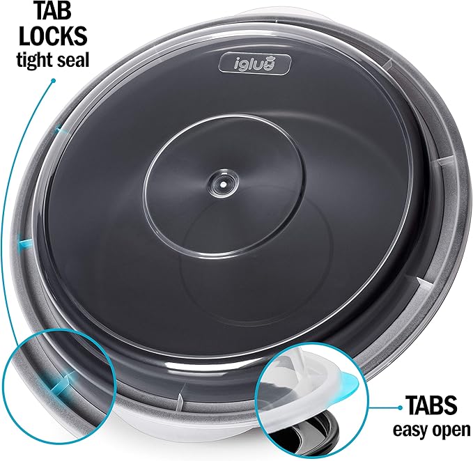 Igluu Meal Prep Round Plastic Containers - New Improved Lid - Reusable BPA Free Food Containers with Airtight Lids - Microwavable, Freezer and Dishwasher Safe - Stackable Salad Bowls - [10 Pack]