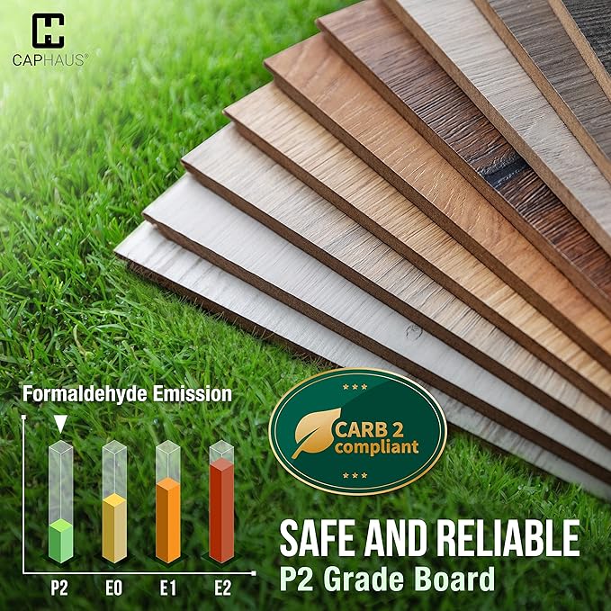 CAPHAUS 5 Tier Bookshelf, 24 Inch Width Free Standing Shelf, Bookcase Shelf Storage Organizer, Industrial Book Shelves for Home Office, Living Room, Kitchen, Rustic Oak