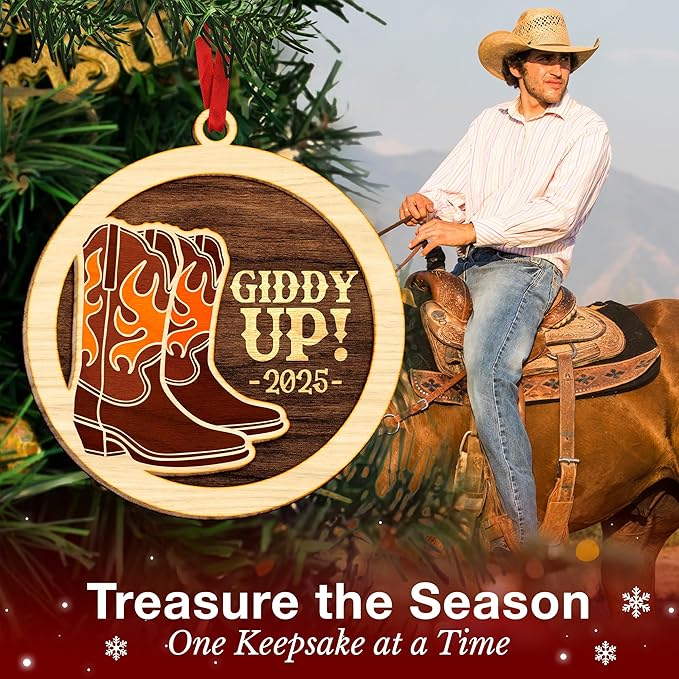Cowboy Boot Ornament - Perfect for Cowboy Christmas Tree Decorations, Unique Themed Ornaments for Dad, Ideal Cowboys Ornament for Christmas, Collectible Cowboy Boot Ornaments for Tree.