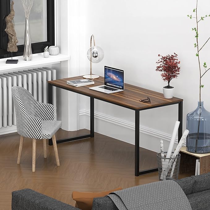 SHW Mission 55-Inch Home Office Computer Desk, Walnut