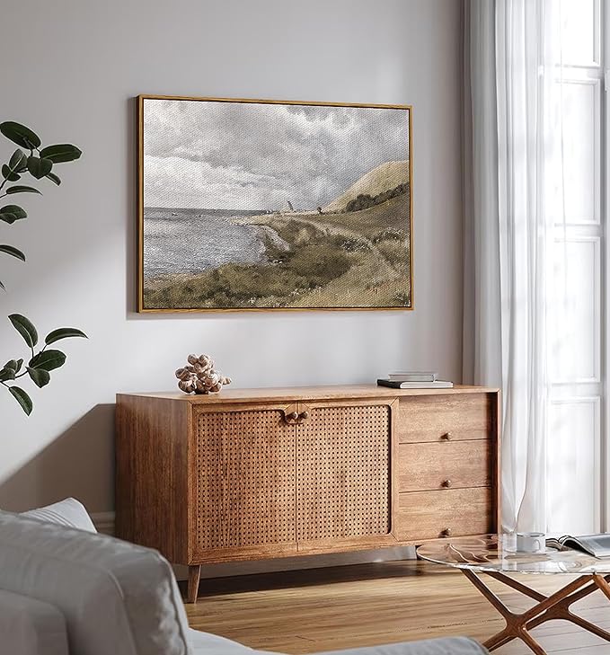 InSimSea Framed Canvas Wall Art, Vintage Decor - Coastal Landscape, Seaside Painting - Rustic Decorations for Living Room & Bedroom, 24"x36"