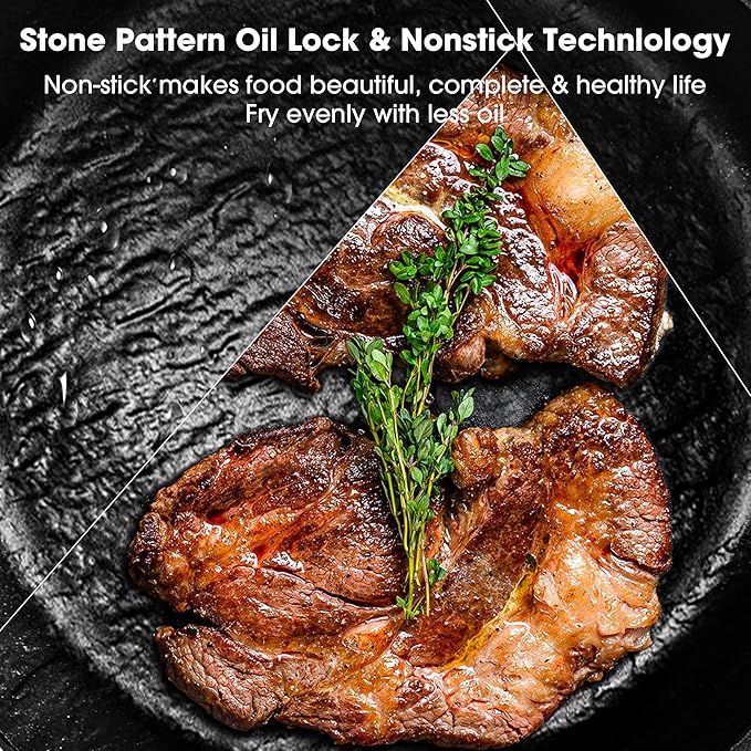 imarku Non Stick Frying Pans - 8 & 10 inch Frying Pan Set Nonstick Skillet, Professional Frying Pans Nonstick with Cool Stainless Steel Handle, Dishwasher Safe, Best Gifts