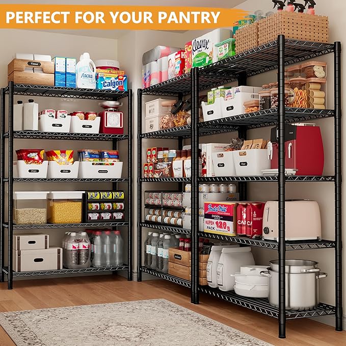 REIBII 5-Shelf Wire Shelving,Storage Shelves Metal Shelves for Storage,72’’H Adjustable Garage Shelving Heavy Duty Storage Rack Pantry Shelf Kitchen Shelving,72’’H X36’’W X14’’D