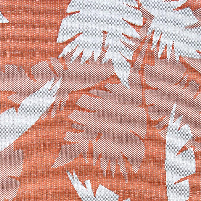 Couristan Monaco Indoor Outdoor Area Rug – Coastal Flora 5'10" x 9'2" in Ivory Orange – Flatwoven, Hose Washable, Pet Friendly Rug for Patio, Porch and Home Decor
