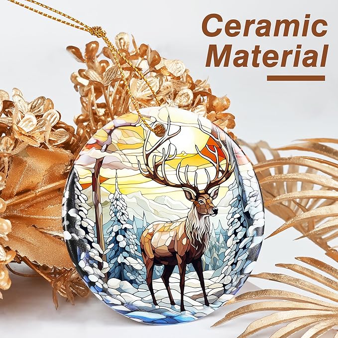 Christmas Ornament, Snow Elk Ornament, Christmas Decorations for Tree, Heirloom Keepsake, Gift Idea