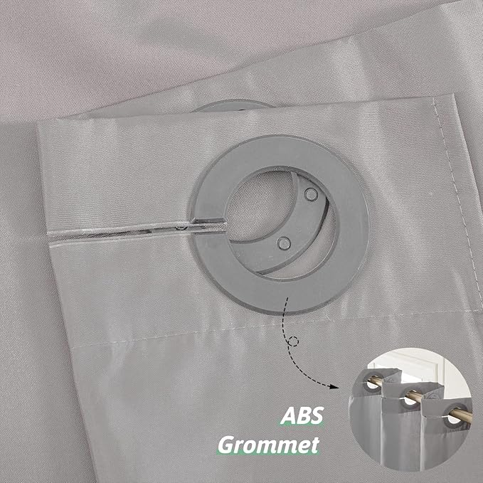 Furlinic No Hook Stall Shower Curtain Fabric,48" Wide Small Narrow Bathroom Curtain with 6 Plastic Built-in Grommets,Waterproof & Machine Washable,Hotel Style,Light Grey,48x84 Inch