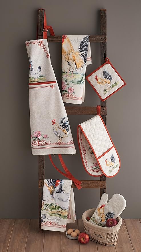 Maison d'Hermine Oven Gloves 100% Cotton Oven Mitt 7" x 13" with Loop Heat Resistant, BBQ, Cooking Gloves, Baking, Grilling, Kitchen, Handling Hot Pans Spring/Summer (Pack of 1, Campagne)