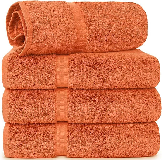 Chakir Turkish Linens | Hotel & Spa Quality 100% Cotton Luxury Turkish Towels | Soft & Absorbent (30x60 Inches Extra Large Bath Towels, Set of 4 - Coral)