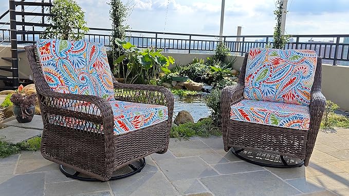 JMGBird Outdoor Chair Cushion Set, Deep Seat Patio Furniture Cushion 24"x24" Outdoor Cushions for Patio Furniture