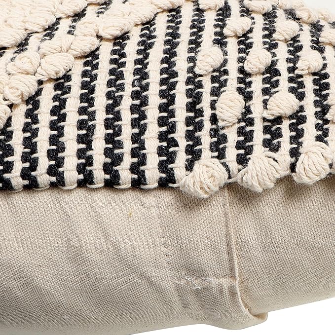 REDEARTH · Handmade Boho Throw Pillow Covers - Bohemian Chic Farmhouse Style - Accent Woven Indoor and Outdoor Cushion Cases for Couch - Bed - Chair - Sofa - Benches – Set of 2-18"x18" - Black