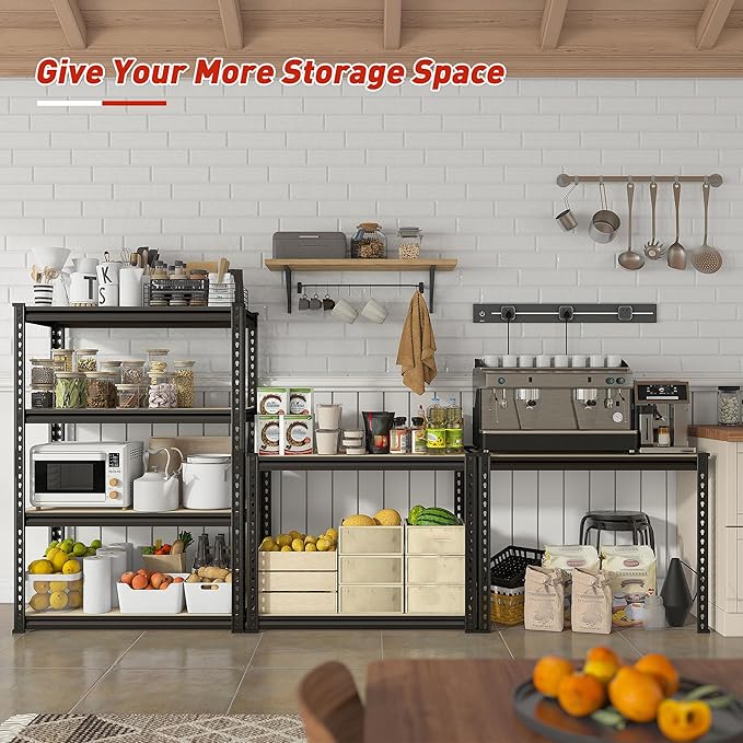 REIBII Storage Shelves Adjustable Metal Shelving 1600LBS Garage Shelves Industrial Metal Shelves 4 T ier Garage Shelving for Warehouse Basement Kitchen Pantry Closet, 11.8" D x 23.6" W x 56.7" H