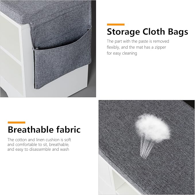 WelFurGeer Shoe Bench with Cushion, Entryway Bench with Storage, Shoe Bench Entryway with Storage, Shoe Rack with Bench White