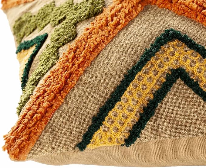 Hauteloom Skibbereen Decorative Throw Pillow Cover with Down Goose Feather Insert - Sofa Couch Cushion Cover - Orange