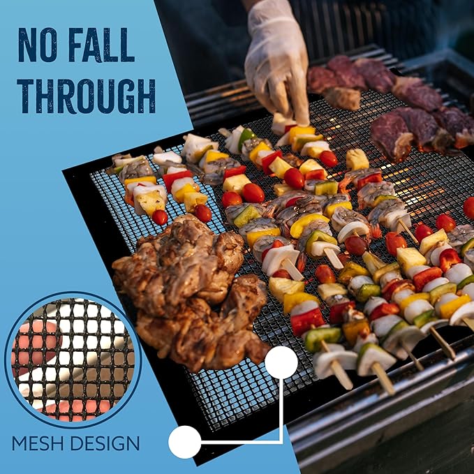 Kona Mesh Grill Mats for Outdoor Grill - Nonstick BBQ Grill Mat & Smoker Mat | The Revolutionary BBQ Net Grilling Mats for The Ultimate Grilling Experience, Set of 2, 16 x 13