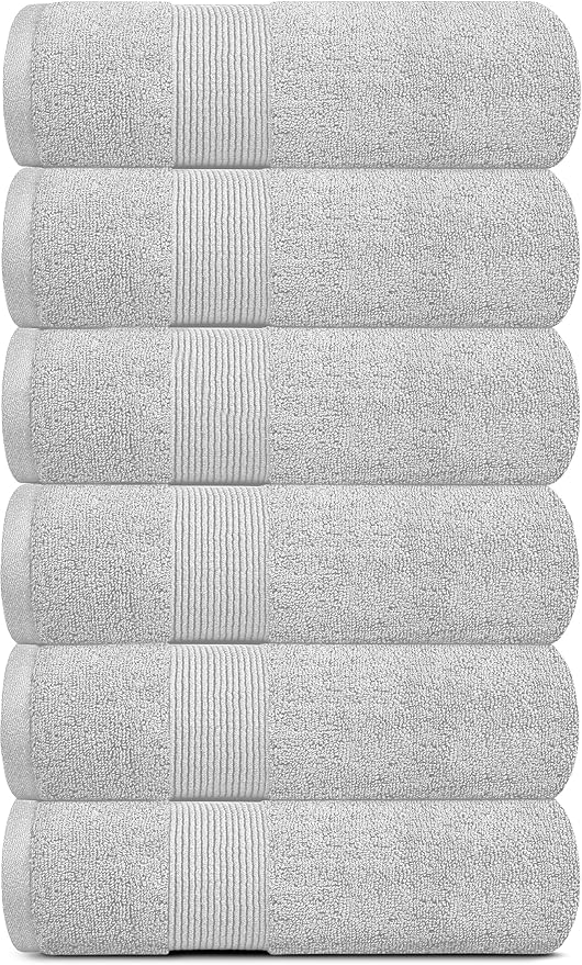 White Classic Resort Collection Soft Hand Towels | 16x27 Luxury Hotel Plush & Absorbent Cotton Hand Towel [6 Pack, Dolphin Grey]