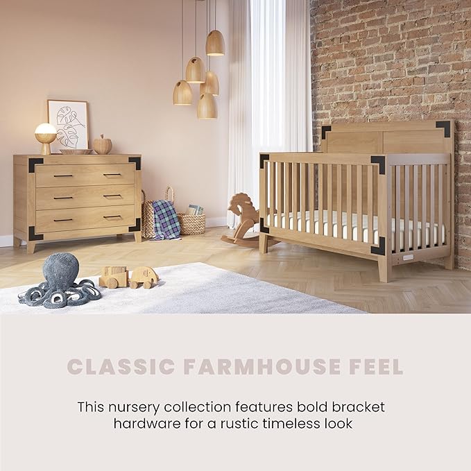 Child Craft Lucas 4-in-1 Convertible Crib, Baby Crib Converts to Day Bed, Toddler Bed and Full Size Bed, 3 Adjustable Mattress Positions, Non-Toxic, Baby Safe Finish (Nutmeg)