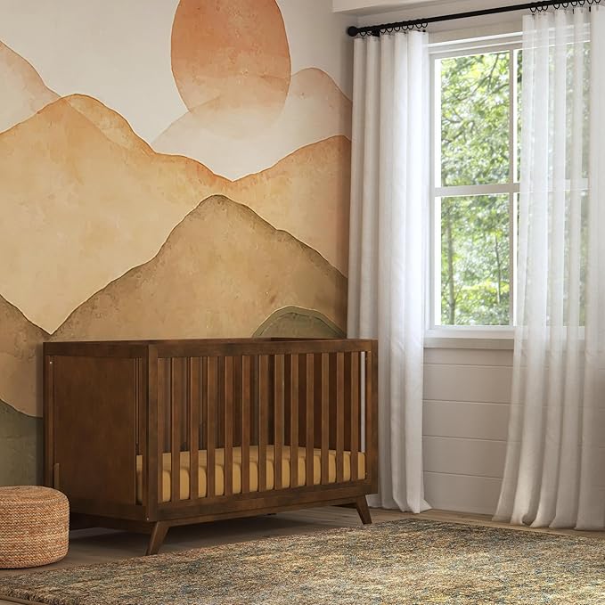 DaVinci Otto 3-in-1 Convertible Baby Crib with Toddler Bed & Daybed Conversion, Durable & Easy to Assemble - GREENGUARD Gold Certified with 4 Adjustable Mattress Heights - Walnut