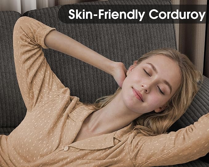 Furmax Sectional Couches for Living Room, U-Shaped Sofa Couch with Linen Fabric, 4 Seat Sofa Set with Double Chaise for Apartment (Corduroy, Dark Grey)