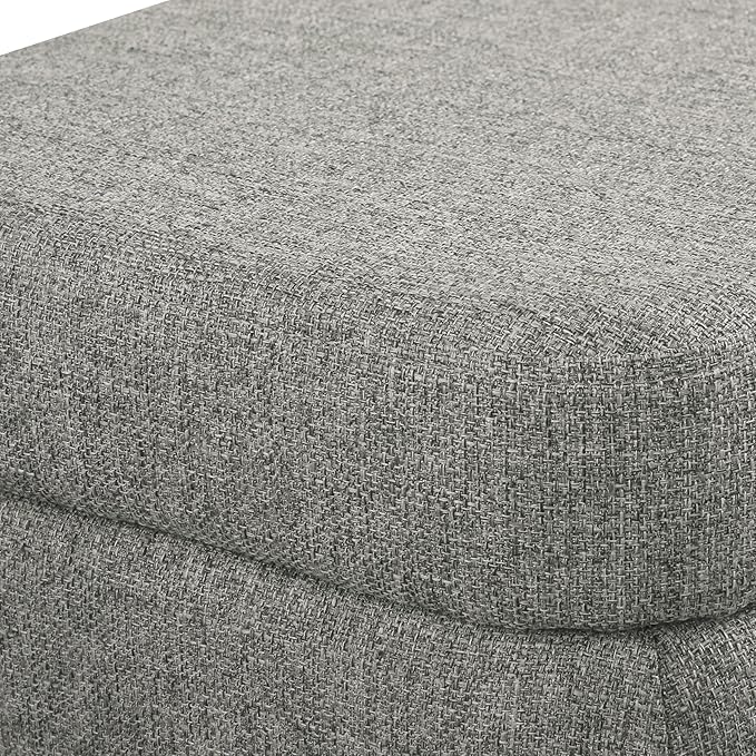 HomePop Upholstered Storage Bench with Metal Leg Home Décor|Bench with Storage for Living Room & Entryway - Sustainable Gray Woven