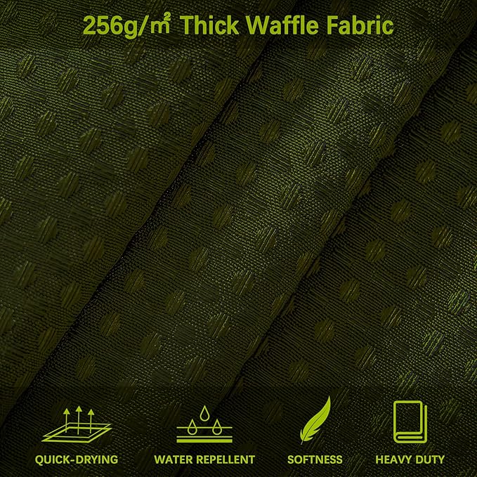 Extra Long Dark Green Waffle Shower Curtain, Heavy Duty 256GSM Fabric Curtains with Weave Hotel Quality Bathroom Curtains, 72 x 84 Inches