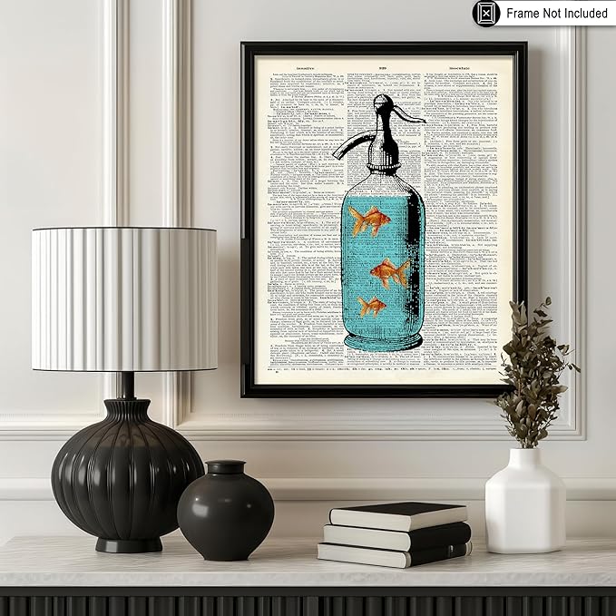 Poster Master Dictionary Art Poster - Goldfish Bowl Print - Fish Art - Aquarium Art - Gift for Men, Women & Animal Lover - Minimal Decor for Living Room, Bathroom or Office - 11x14 UNFRAMED Wall Art