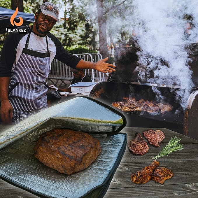BBQ Blanket for Resting Meat Extra Large, Insulated Meat Resting Bag | Reusable Brisket Blanket for Grilling & Smoking, Smoker Resting Bag for Smoked Meat, Ribs | Gift for Men, Dual-Pocket XL 23in.