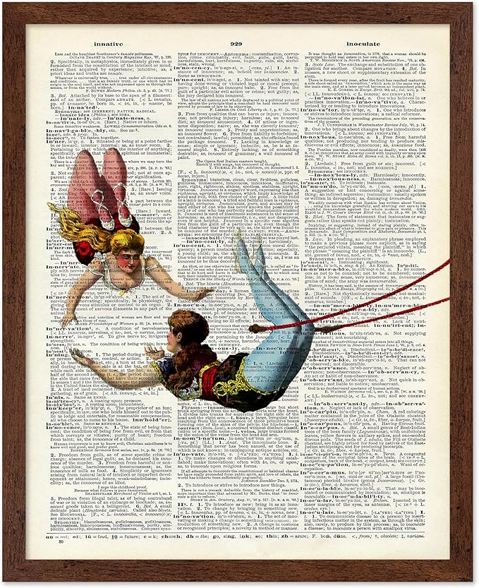Poster Master Dictionary Art Poster - Acrobat Print - Circus Art - Entertainment Art - Gift for Men, Women & Performer - Chic Decor for Living Room, Bedroom, Dorm or Office, 11x14 Brown Framed