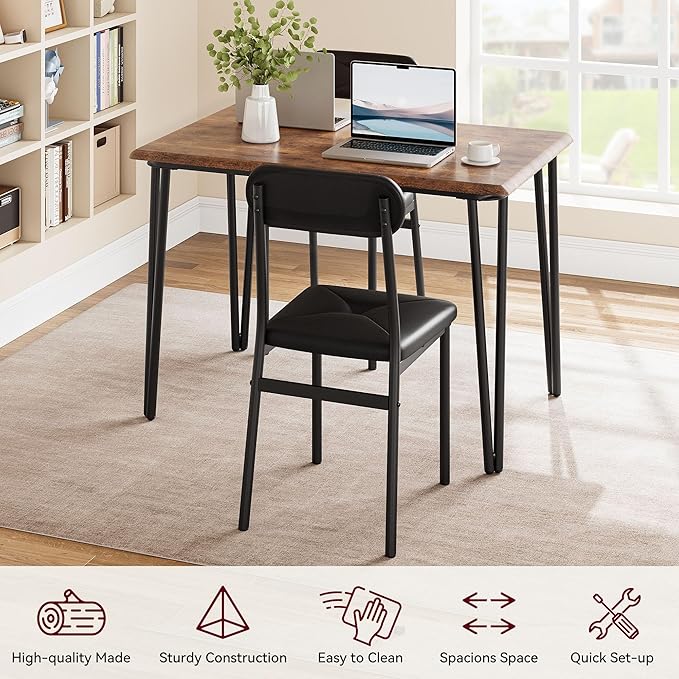 GarveeHome Dining Table Set for 4, Kitchen Table with Upholstered Chairs for Kitchen Room and Small Spaces (Vintage, Table with 4 Chairs)