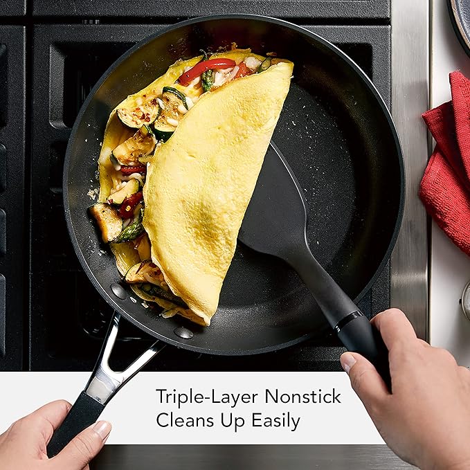 KitchenAid Hard Anodized Nonstick Frying Pans/Skillet Set, 8.25 Inch and 10 Inch, Onyx Black