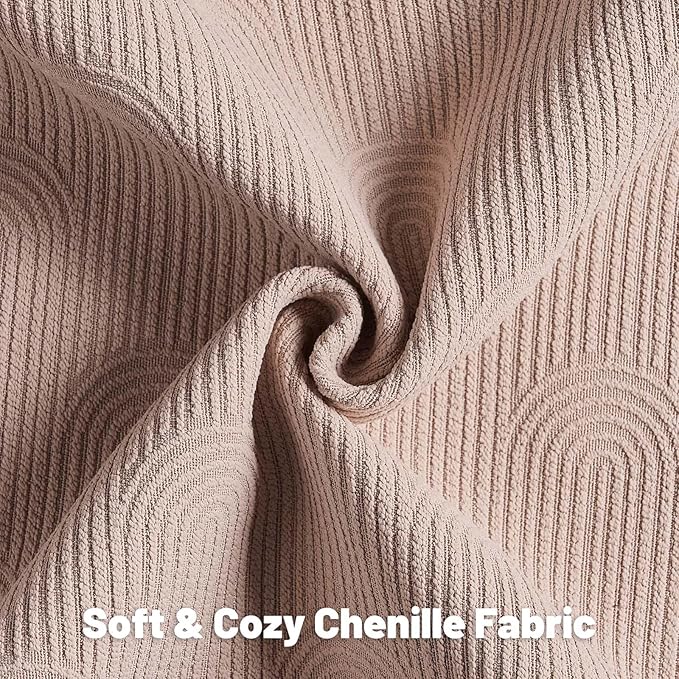 FUTEI Pink Chenille Decorative Throw Pillow Covers 22x22 Inch Set of 2,Soft Cozy Striped Geometric Patterns Cushion Case,Modern Home Decor for Couch Bed Living Room