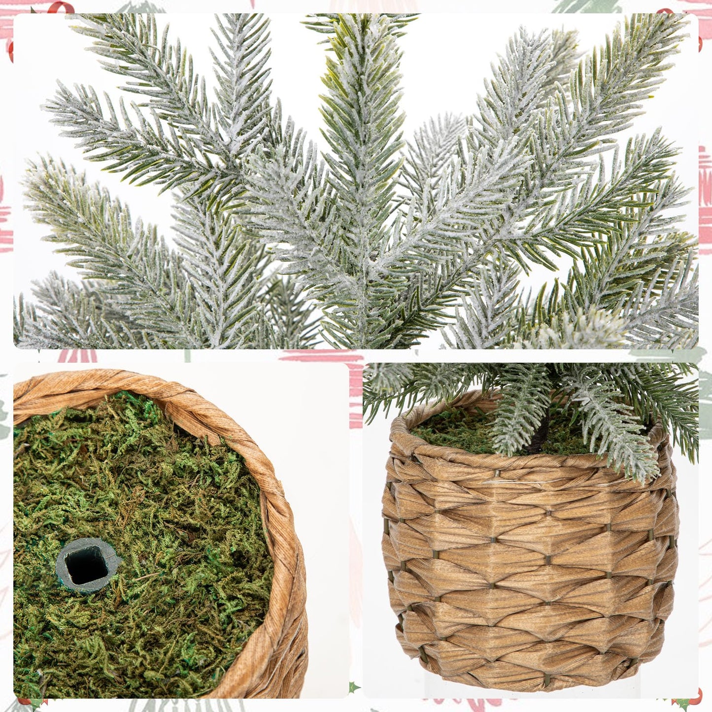 18" Christmas Centerpieces Small Christmas Tree Artifical Tabletop Christmas Tree Xmas Snow Frosted Fir Tree for Home Farmhouse Mantel Windowsill Desk Holiday Christmas Decorations