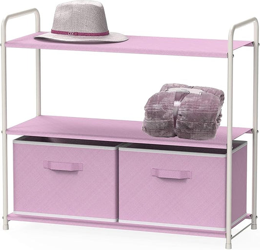 Simple Houseware 3-Tier Closet Storage with 2 Drawers, Pink