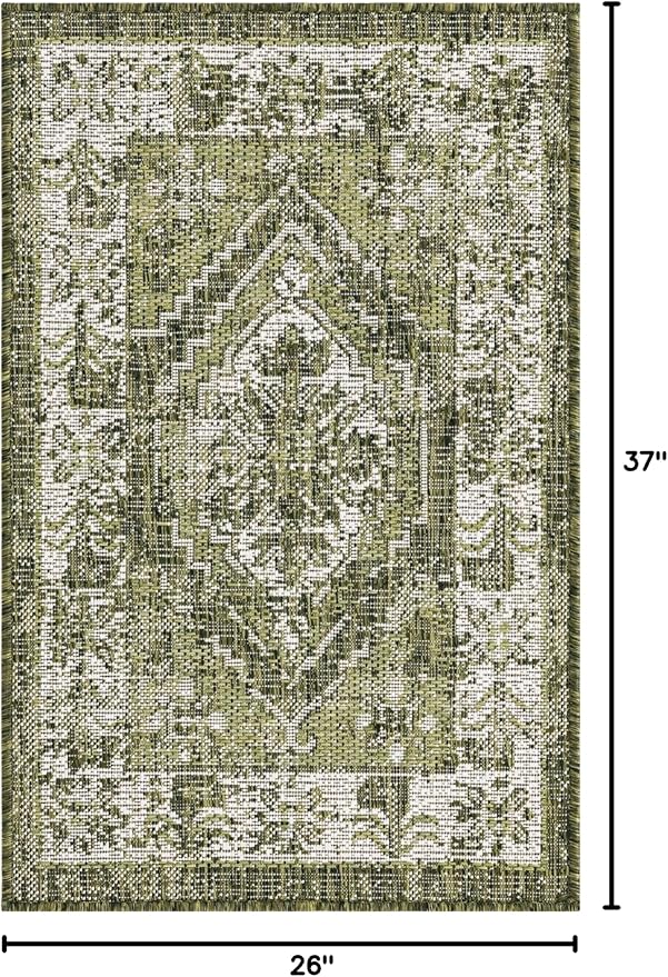 Unique Loom Outdoor Traditional Collection Area Rug - Valeria (2' 2" x 3' 1" Rectangle, Green/ Light Green)
