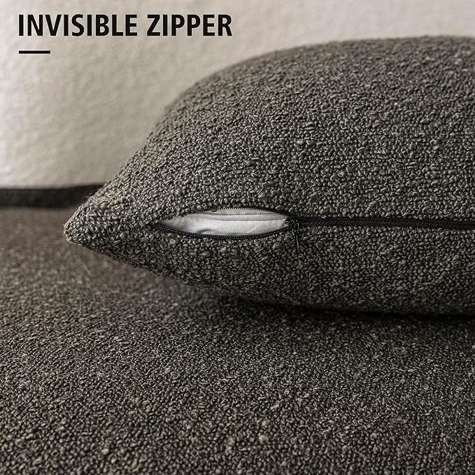 Foindtower Pack of 2 Textured Boucle Throw Pillow Covers Accent Solid Decorative Pillow Cases Cozy Woven Couch Cushion Case for Sofa Bedroom Living Room Home Decor, 18 x 18 Inch,Dark Brown