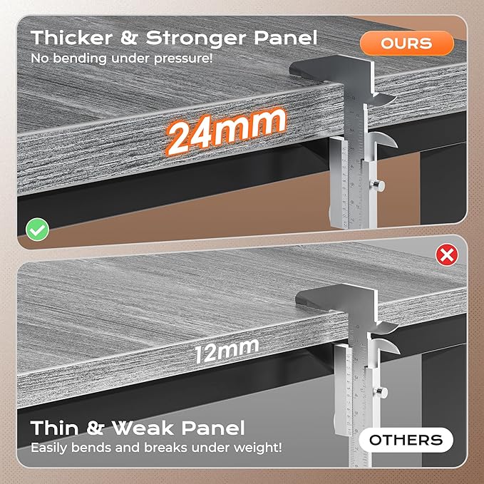 Huuger 63 Inch L Shaped Desk with Power Outlets and USB-C Port, Reversible Computer Desk, Larger Office Corner Gaming Desk, 0.95 Inch Thicker Desktop, Metal Frame, for Home Office, Study, Grey