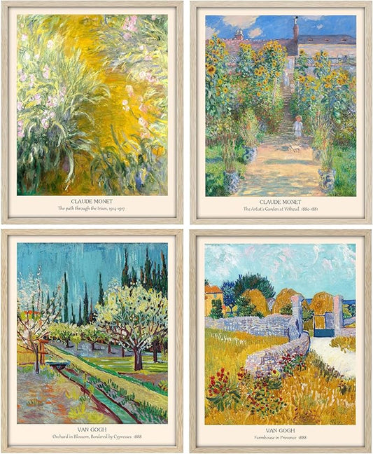 AIOAIFUT Famous Impressionist Artists Van Gogh Claude Monet Vintage Wall Art Prints, Set of 4, 8x10 inches, Unframed