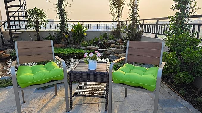 JMGBird Outdoor Chair Cushions, Pack of 2 Patio Seat/Back Cushions 19" x 19" with Ties for Patio Furniture Chairs Home Garden Decoration