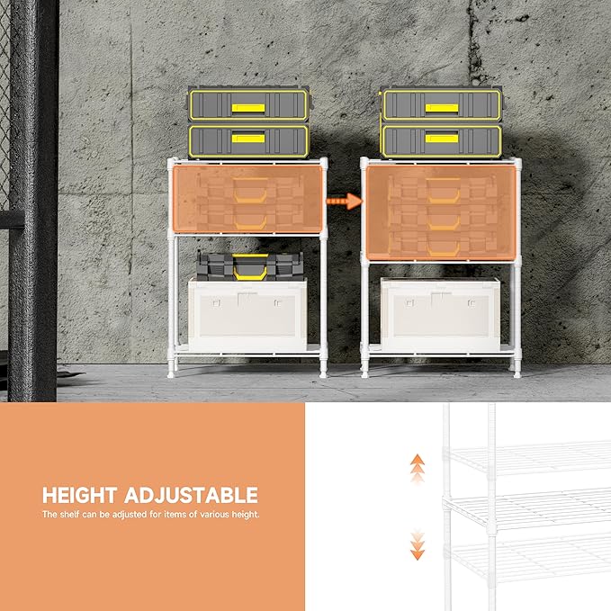 IZEUK 3 Tier Shelf, Heavy Duty Steel Wire Shelving Unit for Home, Kitchen, Laundry Room Organization, Office Storage Rack (17.7" W x 11.8" D x 26.3" H, 450LBS, White)