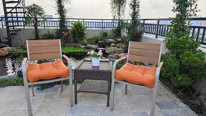 JMGBird Outdoor Chair Cushions, Pack of 2 Patio Seat/Back Cushions 19" x 19" with Ties for Patio Furniture Chairs Home Garden Decoration