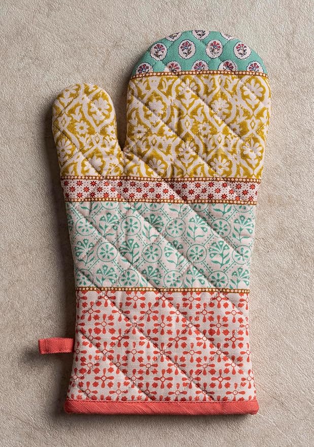 Maison d' Hermine Oven Gloves 100% Cotton Oven Mitt 7" x 13" with Loop Heat Resistant, BBQ, Cooking Gloves, Baking, Grilling, Kitchen, Handling Hot Pans Spring/Summer (Pack of 1, Provence)