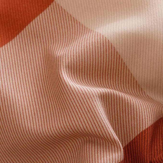 Orange Beige Checkered Comforter Set King Size Brown Plaid Bedding with Matching Pillows Modern Minimalist Bedroom Decor Soft & Breathable, King Size