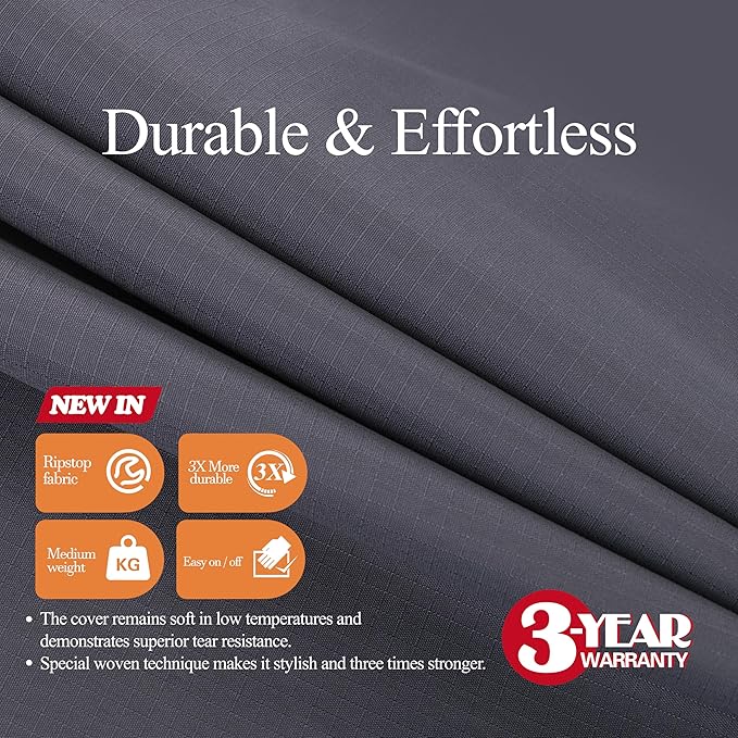 WJ-X3 Large Rectangular Outdoor Sectional Furniture Set Cover Waterproof, Dining Table Cover Wind Resistant, 160W x 90D x 36H in, Grey