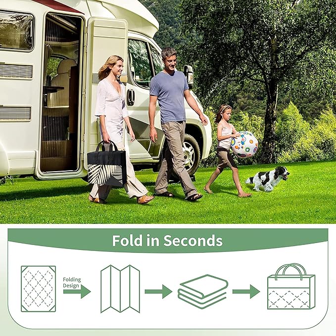 GENIMO Outdoor Rug 4' x 6' Waterproof for Patios Clearance, Reversible Outdoor Plastic Straw Camping Rug Carpet, Large Area Rugs Mats for RV, Camper, Deck, Balcony, Porch, Beach, Picnic, Black&Beige