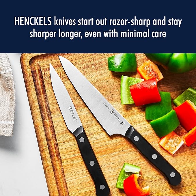 HENCKELS Solution Razor-Sharp 7-pc Knife Set, Chef Knife, Bread Knife,German Engineered Informed by 100+ Years of Mastery, Brown