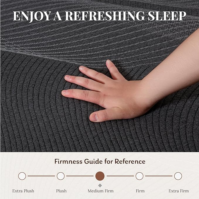 CH CHARME HOUSE 14 Inch King Mattress, Bamboo-Charcoal Memory Foam Mattress, Cooling & Pressure Relief, Bed in a Box, Foam Made in USA & CertiPUR-US Certified, 76"x80"x14", Black