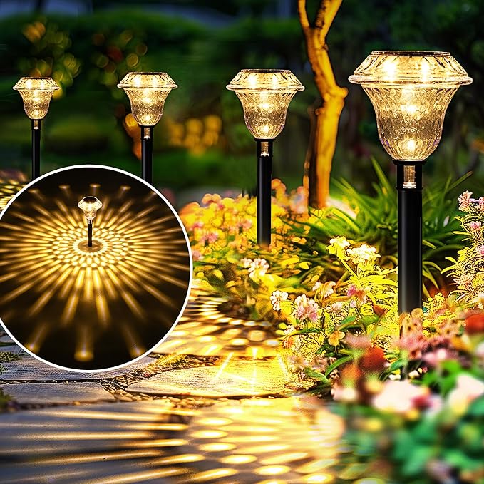 SOLPEX Solar Pathway Lights Garden Decor for Yard, Garden Lights Solar Powered Waterproof Landscape Lighting, Solar Outdoor Lights Porch Decor for Path Walkway Driveway (8 Pack Warm White)