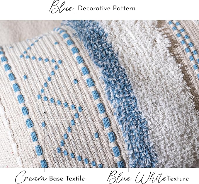Large Body Pillow Cover for Bed 20x54 Coastal Blue Boho Accent Oversized Long Pillowcase for Bedroom Decorative Cushion Farmhouse Home Décor (Cover ONLY, Pack of 1)