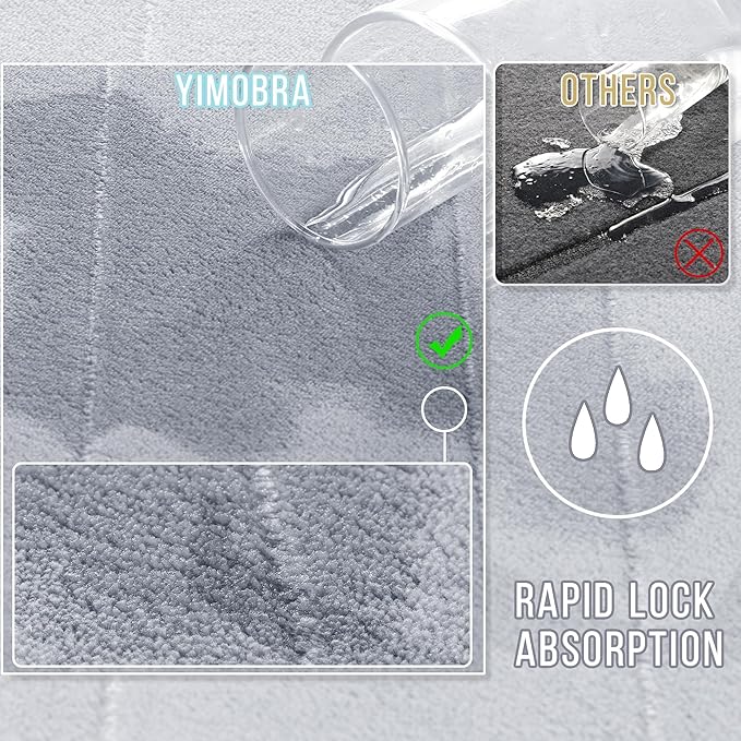 Yimobra Bathroom Runner 55"x24", Non Slip Memory Foam Bath Mat, Super Soft Water Absorbent Hallway Carpet, Machine Washable Rug for Vanity Tub Shower, Silver