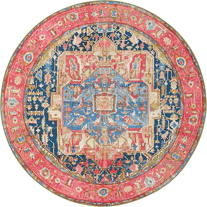 Unique Loom Outdoor Traditional Collection Area Rug - Limon (7' 1" Round Multi/Red)